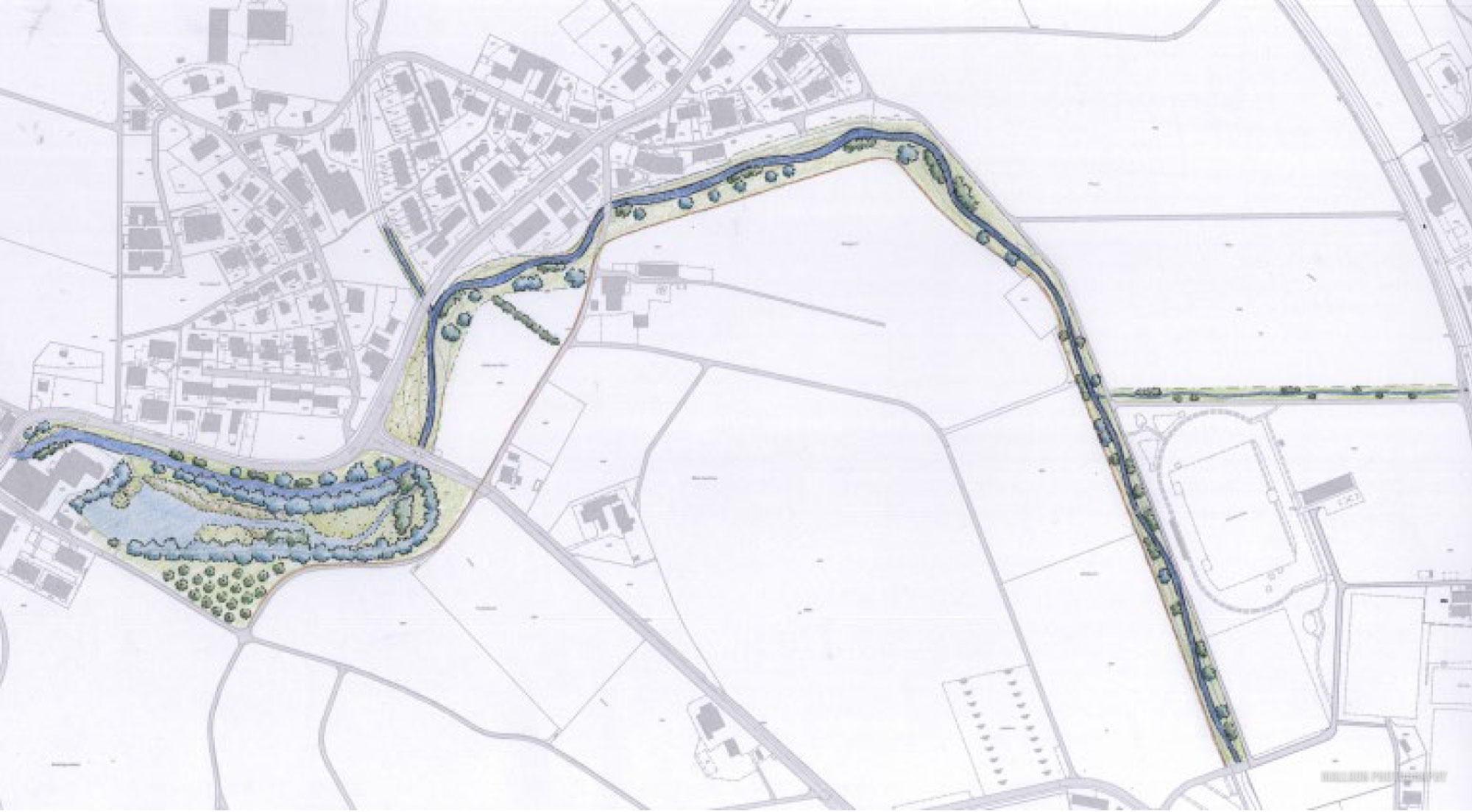 Planentwurf des Revitalisierungsprojekts der Jonnen und Zwilliker Weiher (Baudirektion des Kantons Zürich)